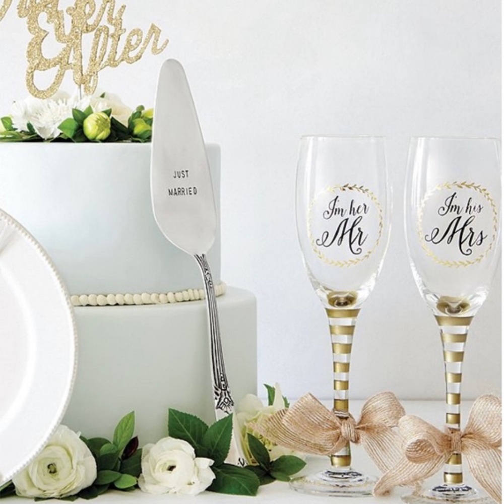 Mud Pie Womens Wedding Cake Server Set I Do Just Married Silver One Size
